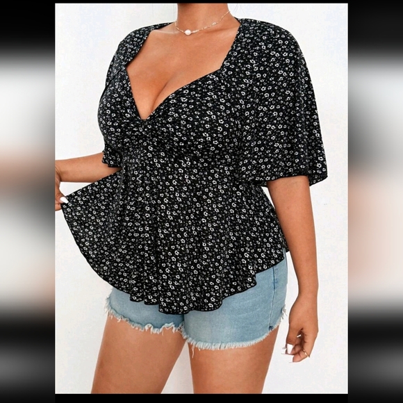 SHEIN - Black & White Floral Blouse- W Sz 2 XL - 16 - Picture 9 of 9